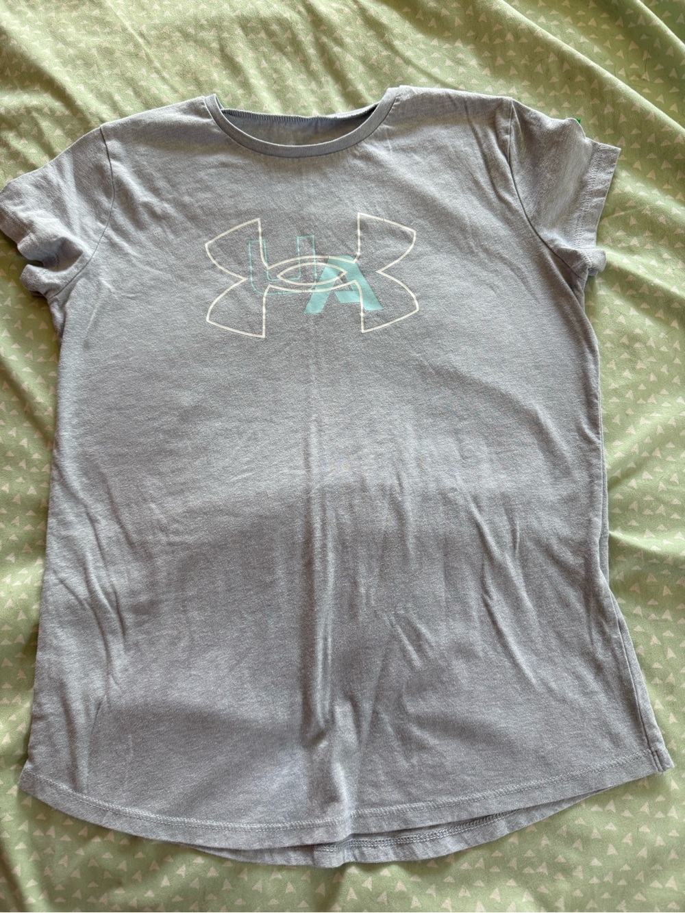 Under Armour Light Gray Tee with Mint Logo
